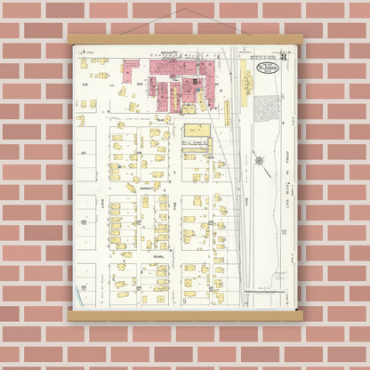 Old map wall art mockup — magnetic wood frame on brick wall — Sanborn Fire Insurance Map from Saint Joseph, Berrien County, Michigan (1921), Sheet #0008