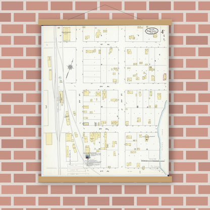 Old map wall art mockup — magnetic wood frame on brick wall — Sanborn Fire Insurance Map from Pine City, Pine County, Minnesota (1911), Sheet #0004