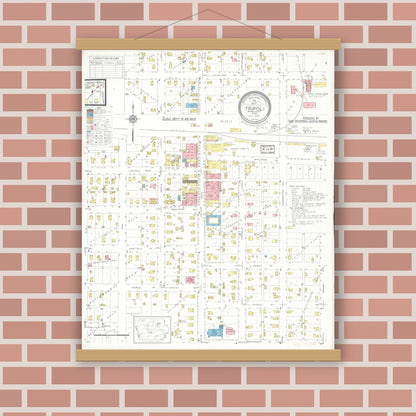 Old map wall art mockup — magnetic wood frame on brick wall — Sanborn Fire Insurance Map from Tripoli, Bremer County, Iowa (1935), Sheet #0001