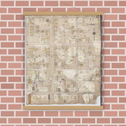 Old map wall art mockup — magnetic wood frame on brick wall — Sanborn Fire Insurance Map from Calexico, Imperial County, California (1956), Sheet #0017