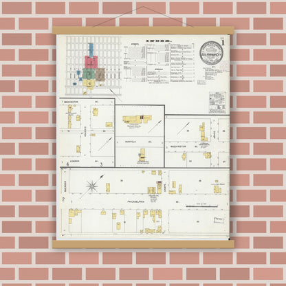 Old map wall art mockup — magnetic wood frame on brick wall — Sanborn Fire Insurance Map from Egg Harbor City, Atlantic County, New Jersey (1903) - Complete Map Set
