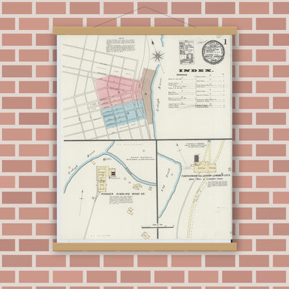 Old map wall art mockup — magnetic wood frame on brick wall — Sanborn Fire Insurance Map from White Haven, Luzerne County, Pennsylvania (1891) - Complete Map Set