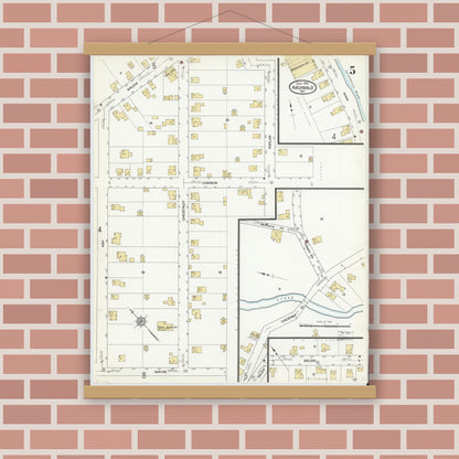 Old map wall art mockup — magnetic wood frame on brick wall — Sanborn Fire Insurance Map from Archbald, Lackawanna County, Pennsylvania (1912), Sheet #0005