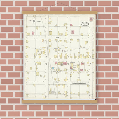 Old map wall art mockup — magnetic wood frame on brick wall — Sanborn Fire Insurance Map from Darlington, Beaver County, Pennsylvania (1912), Sheet #0002