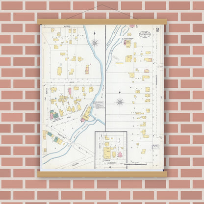 Old map wall art mockup — magnetic wood frame on brick wall — Sanborn Fire Insurance Map from Plymouth, Sheboygan County, Wisconsin (1903), Sheet #0002