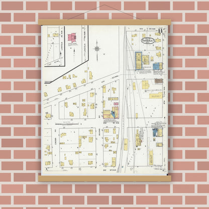 Old map wall art mockup — magnetic wood frame on brick wall — Sanborn Fire Insurance Map from Faribault, Rice County, Minnesota (1921), Sheet #0011