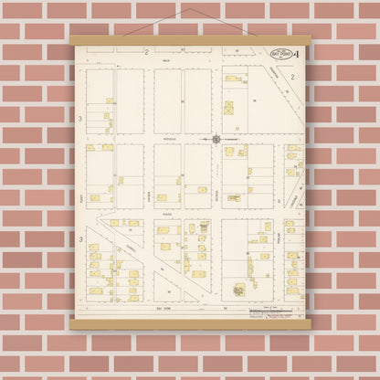 Old map wall art mockup — magnetic wood frame on brick wall — Sanborn Fire Insurance Map from Bay Point, Contra Costa County, California (1919), Sheet #0004
