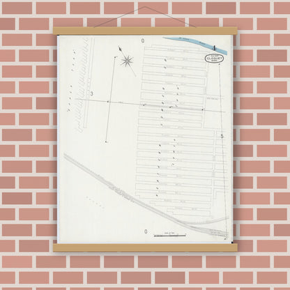 Old map wall art mockup — magnetic wood frame on brick wall — Sanborn Fire Insurance Map from Cloquet, Carlton County, Minnesota (1897), Sheet #0004