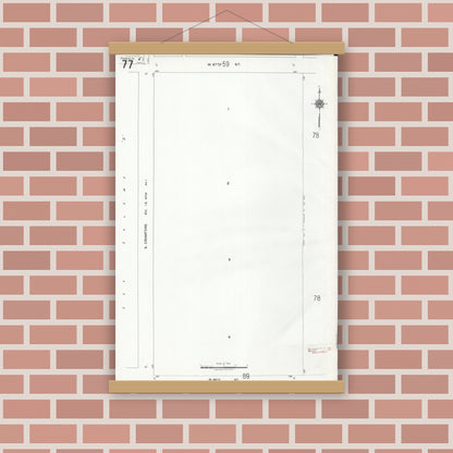 Old map wall art mockup — magnetic wood frame on brick wall — Sanborn Fire Insurance Map from Chicago, Cook County, Illinois (1920), Sheet #0077