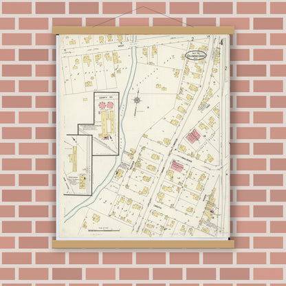 Old map wall art mockup — magnetic wood frame on brick wall — Sanborn Fire Insurance Map from Columbus Grove, Putnam County, Ohio (1911), Sheet #0004