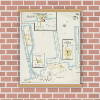Old map wall art mockup — magnetic wood frame on brick wall — Sanborn Fire Insurance Map from Ashland, Ashland County, Wisconsin (1895), Sheet #0029