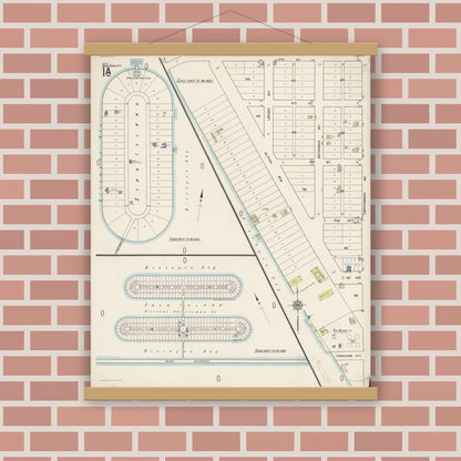 Old map wall art mockup — magnetic wood frame on brick wall — Sanborn Fire Insurance Map from Miami Beach, Dade County, Florida (1921) - Complete Map Set