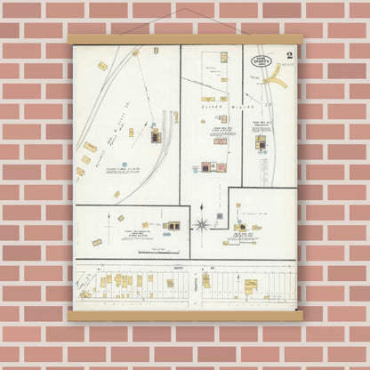 Old map wall art mockup — magnetic wood frame on brick wall — Sanborn Fire Insurance Map from Sparta, Saint Louis County, Minnesota (1906), Sheet #0002