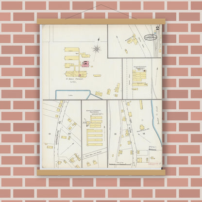 Old map wall art mockup — magnetic wood frame on brick wall — Sanborn Fire Insurance Map from Sparkill, Rockland County, New York (1893), Sheet #0002