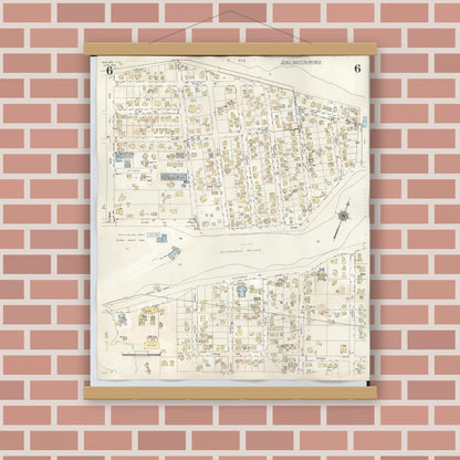 Old map wall art mockup — magnetic wood frame on brick wall — Sanborn Fire Insurance Map from Wahiawa, Honolulu County, Hawaii (1957), Sheet #0006