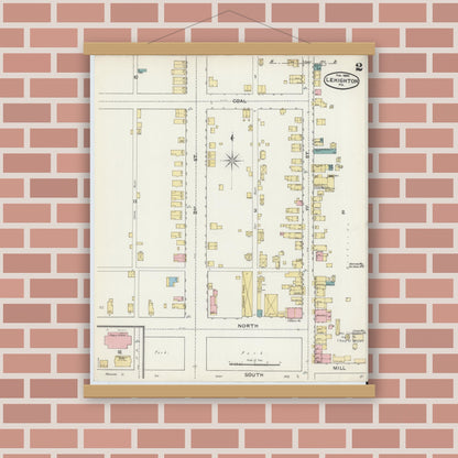 Old map wall art mockup — magnetic wood frame on brick wall — Sanborn Fire Insurance Map from Lehighton, Carbon County, Pennsylvania (1892), Sheet #0002