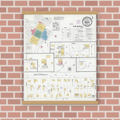 Old map wall art mockup — magnetic wood frame on brick wall — Sanborn Fire Insurance Map from Wadena, Wadena County, Minnesota (1904) - Complete Map Set