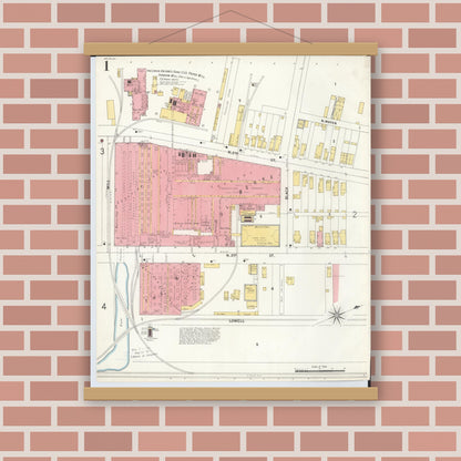 Old map wall art mockup — magnetic wood frame on brick wall — Sanborn Fire Insurance Map from Hamilton, Butler County, Ohio (1899) - Complete Map Set