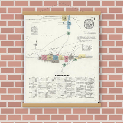 Old map wall art mockup — magnetic wood frame on brick wall — Sanborn Fire Insurance Map from Ashland, Schuylkill County, Pennsylvania (1913), Sheet #0001