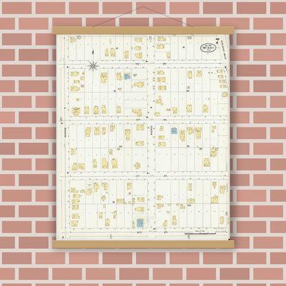 Old map wall art mockup — magnetic wood frame on brick wall — Sanborn Fire Insurance Map from Miami, Dade County, Florida (1906), Sheet #0007