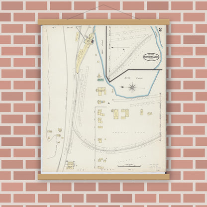 Old map wall art mockup — magnetic wood frame on brick wall — Sanborn Fire Insurance Map from Northern Pacific Junction, Carlton County, Minnesota (1885), Sheet #0002