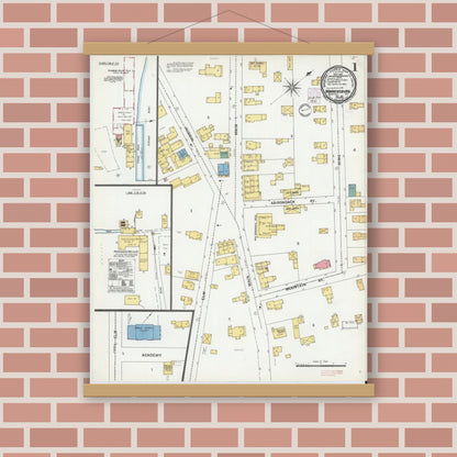 Old map wall art mockup — magnetic wood frame on brick wall — Sanborn Fire Insurance Map from Warrensburg, Warren County, New York (1901) - Complete Map Set
