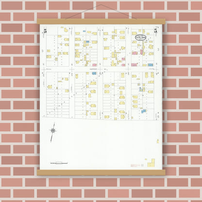Old map wall art mockup — magnetic wood frame on brick wall — Sanborn Fire Insurance Map from Fair Lawn, Bergen County, New Jersey (1929), Sheet #0005