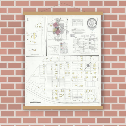 Old map wall art mockup — magnetic wood frame on brick wall — Sanborn Fire Insurance Map from Crestview, Okaloosa County, Florida (1939) - Complete Map Set