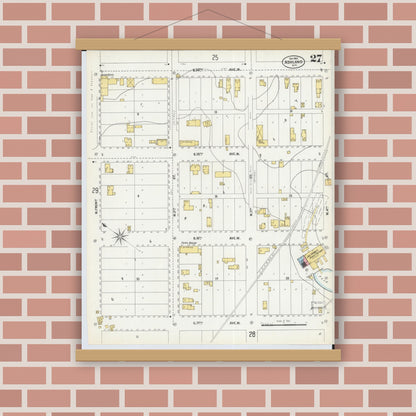 Old map wall art mockup — magnetic wood frame on brick wall — Sanborn Fire Insurance Map from Ashland, Ashland County, Wisconsin (1901), Sheet #0027