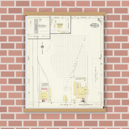 Old map wall art mockup — magnetic wood frame on brick wall — Sanborn Fire Insurance Map from Menominee, Menominee County, Michigan (1913), Sheet #0003