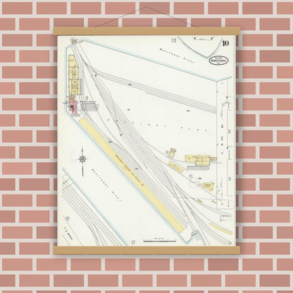 Old map wall art mockup — magnetic wood frame on brick wall — Sanborn Fire Insurance Map from Manitowoc, Manitowoc County, Wisconsin (1912), Sheet #0010