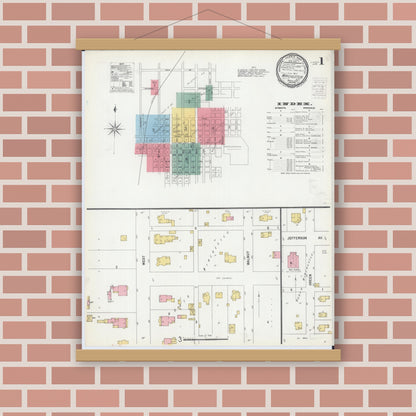 Old map wall art mockup — magnetic wood frame on brick wall — Sanborn Fire Insurance Map from Winchester, Scott County, Illinois (1900) - Complete Map Set