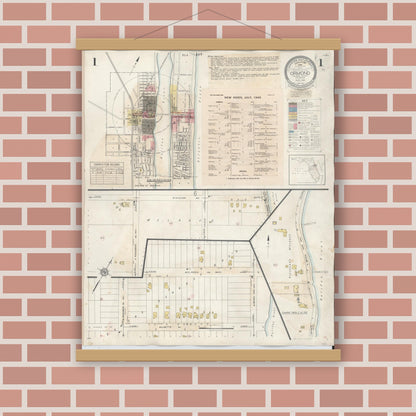 Old map wall art mockup — magnetic wood frame on brick wall — Sanborn Fire Insurance Map from Ormond, Volusia County, Florida (1931), Sheet #0001