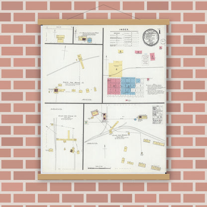 Old map wall art mockup — magnetic wood frame on brick wall — Sanborn Fire Insurance Map from Ely, Saint Louis County, Minnesota (1900) - Complete Map Set