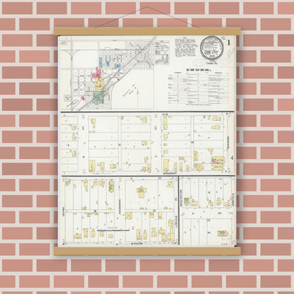 Old map wall art mockup — magnetic wood frame on brick wall — Sanborn Fire Insurance Map from Coal City, Grundy County, Illinois (1898) - Complete Map Set