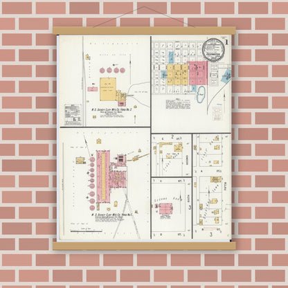 Old map wall art mockup — magnetic wood frame on brick wall — Sanborn Fire Insurance Map from Deepwater, Henry County, Missouri (1900) - Complete Map Set