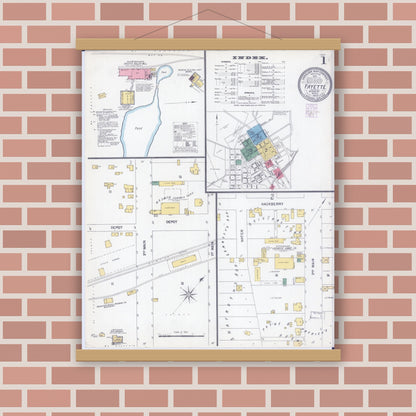 Old map wall art mockup — magnetic wood frame on brick wall — Sanborn Fire Insurance Map from Fayette, Howard County, Missouri (1902) - Complete Map Set