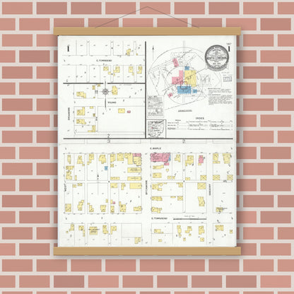 Old map wall art mockup — magnetic wood frame on brick wall — Sanborn Fire Insurance Map from North Lewisburg, Champaign County, Ohio (1926) - Complete Map Set