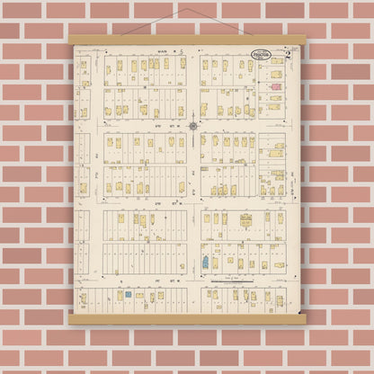 Old map wall art mockup — magnetic wood frame on brick wall — Sanborn Fire Insurance Map from Proctor, Saint Louis County, Minnesota (1922), Sheet #0002