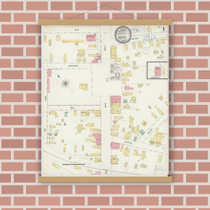 Old map wall art mockup — magnetic wood frame on brick wall — Sanborn Fire Insurance Map from Girard, Erie County, Pennsylvania (1898) - Complete Map Set