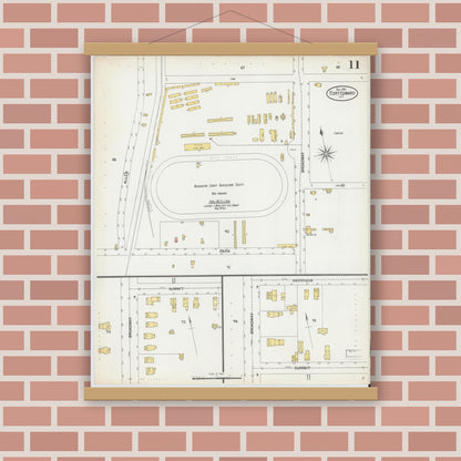 Old map wall art mockup — magnetic wood frame on brick wall — Sanborn Fire Insurance Map from Fort Edward, Washington County, New York (1900), Sheet #0011