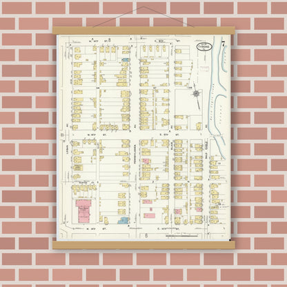 Old map wall art mockup — magnetic wood frame on brick wall — Sanborn Fire Insurance Map from Tyrone, Blair County, Pennsylvania (1911), Sheet #0007
