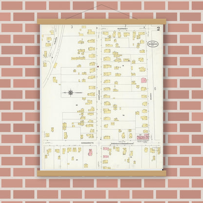 Old map wall art mockup — magnetic wood frame on brick wall — Sanborn Fire Insurance Map from Norwich, Chenango County, New York (1910) - Complete Map Set