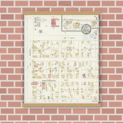 Old map wall art mockup — magnetic wood frame on brick wall — Sanborn Fire Insurance Map from Plainfield, Hendricks County, Indiana (1898) - Complete Map Set