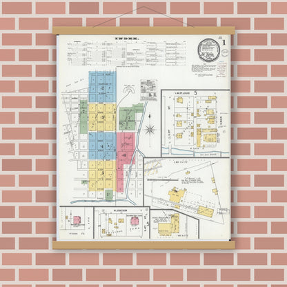 Old map wall art mockup — magnetic wood frame on brick wall — Sanborn Fire Insurance Map from De Soto, Jefferson County, Missouri (1900) - Complete Map Set