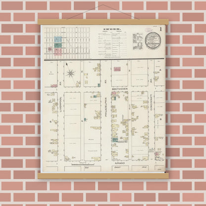 Old map wall art mockup — magnetic wood frame on brick wall — Sanborn Fire Insurance Map from Egg Harbor City, Atlantic County, New Jersey (1886) - Complete Map Set