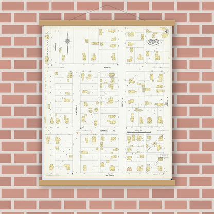 Old map wall art mockup — magnetic wood frame on brick wall — Sanborn Fire Insurance Map from Sparta, Monroe County, Wisconsin (1911), Sheet #0004
