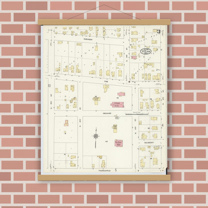 Old map wall art mockup — magnetic wood frame on brick wall — Sanborn Fire Insurance Map from Saint Clair, Saint Clair County, Michigan (1913), Sheet #0003