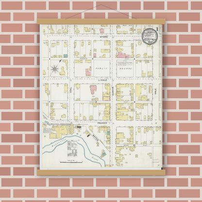 Old map wall art mockup — magnetic wood frame on brick wall — Sanborn Fire Insurance Map from Osceola Mills, Clearfield County, Pennsylvania (1892) - Complete Map Set
