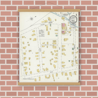 Old map wall art mockup — magnetic wood frame on brick wall — Sanborn Fire Insurance Map from Candor, Tioga County, New York (1900) - Complete Map Set